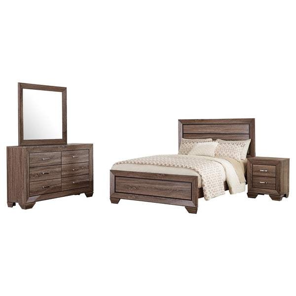 Coaster Kauffman 4-Piece King Bedroom Set in Washed Taupe