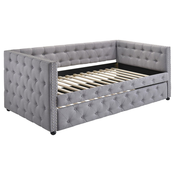 Coaster Mockern Upholstered Twin Daybed with Trundle Grey