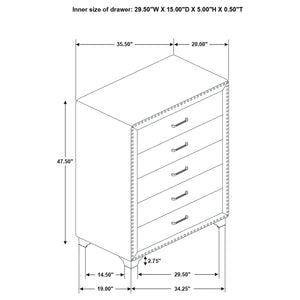 Coaster Melody 5-Drawer Bedroom Chest Grey