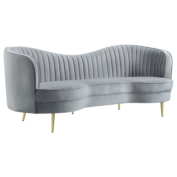 Coaster Sophia 2-Piece Upholstered Channel Tufted Sofa Set Grey