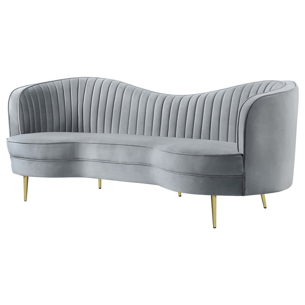 Coaster Sophia Upholstered Channel Tufted Sofa Grey