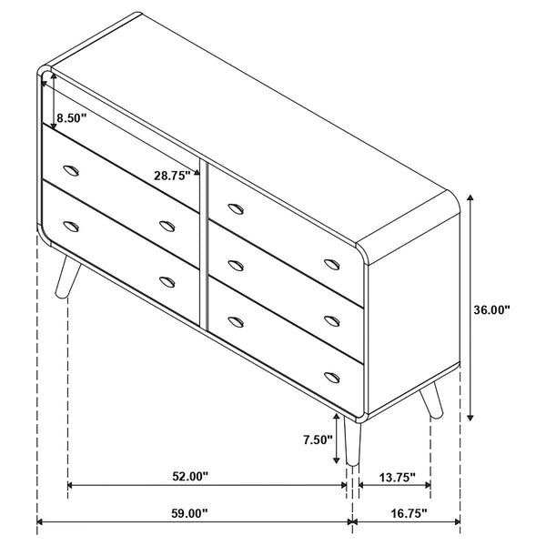 Coaster Robyn 6-Drawer Dresser Dark Walnut