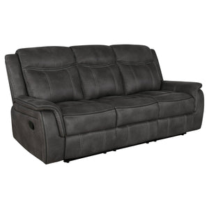 Coaster Lawrence 2-Piece Upholstered Reclining Sofa Set Charcoal
