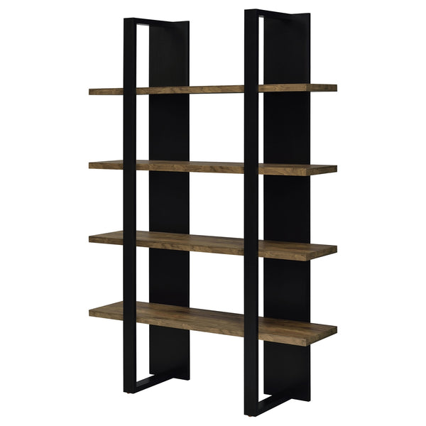 Coaster Danbrook 71 Inch 4-Shelf Bookshelf Black & Aged Walnut