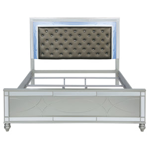 Coaster Gunnison Wood King LED Panel Bed Silver Metallic