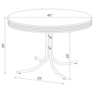 Coaster Retro Round 42 Inch Wood Top Dining Table White & Chrome