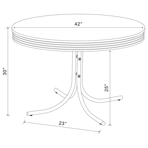Coaster Retro Round 42 Inch Wood Top Dining Table White & Chrome