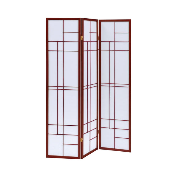 Coaster 4-Panel Room Divider White Paper/Cherry