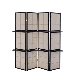 Coaster 4-Panel Room Divider Tan Jute/Cappuccino Tan