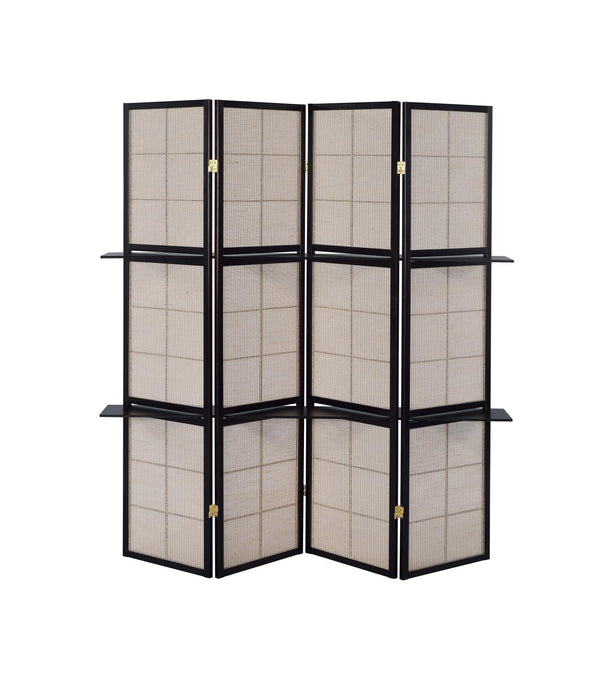 Coaster 4-Panel Room Divider Tan Jute/Cappuccino Tan