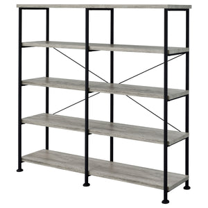 Coaster Analiese 63 Inch 4-Shelf Double Bookshelf Grey Driftwood