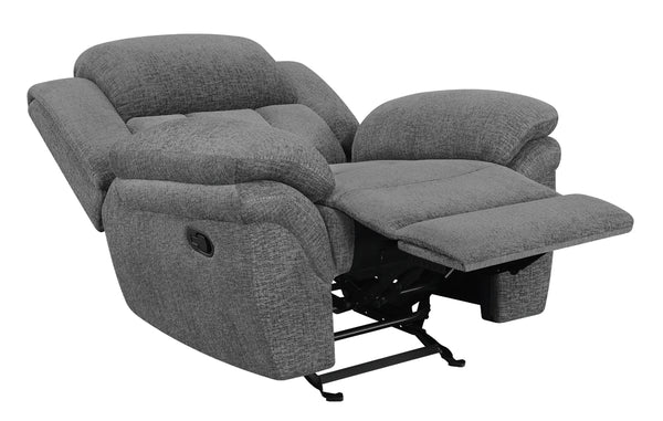Coaster Bahrain Upholstered Glider Recliner Charcoal