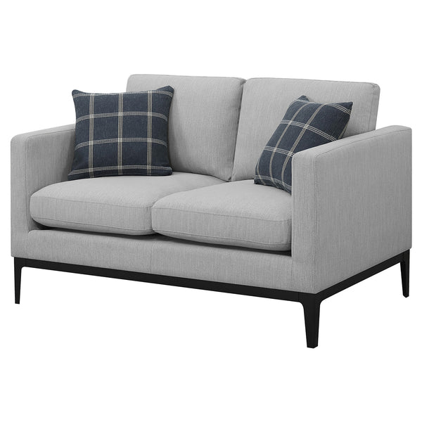 Coaster Apperson Upholstered Track Arm Loveseat Light Grey