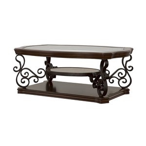 Coaster Laney 1-Shelf Glass Top Rectangular Coffee Table Deep Merlot