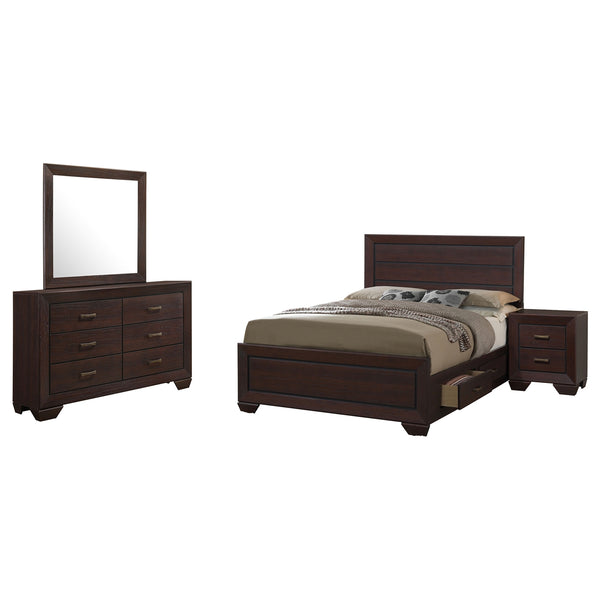 Coaster Kauffman 4-Piece Queen Storage Bedroom Set in Dark Cocoa