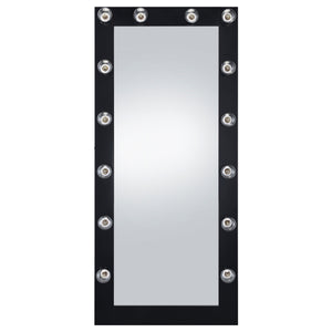Coaster Zayan 32 X 71 Inch Floor Mirror Led Lighting Black Gloss