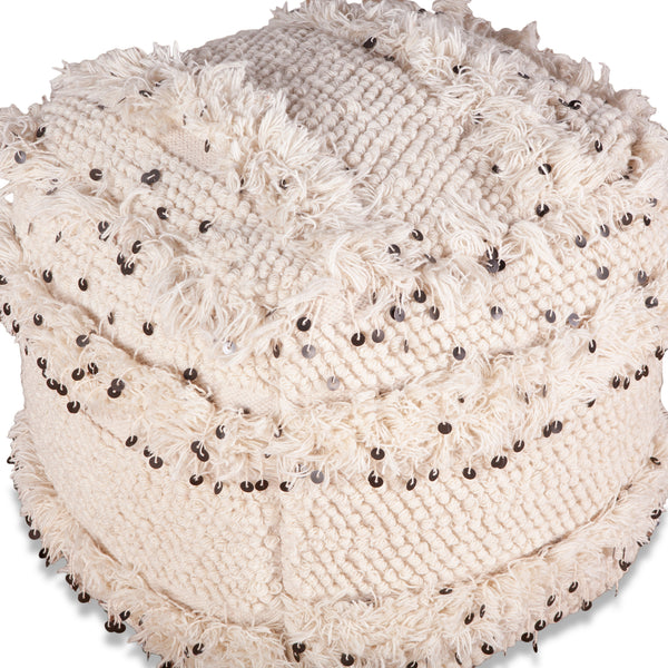 Home Trends Design Marrakech Upholstered Square Ottoman with Sequins
