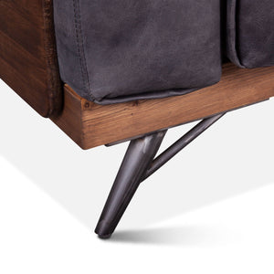 Home Trends Design Portofino Mid Century Antique Ebony Leather Armchair
