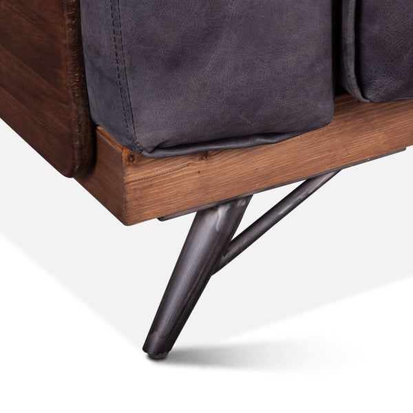 Home Trends Design Portofino Mid Century Antique Ebony Leather Armchair