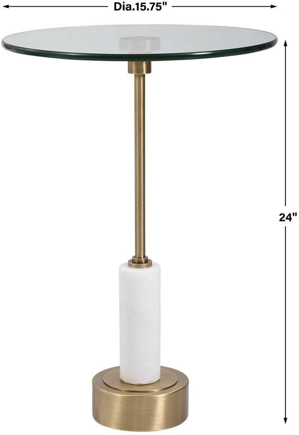 Uttermost Portsmouth Brushed Brass/White Round Accent Table