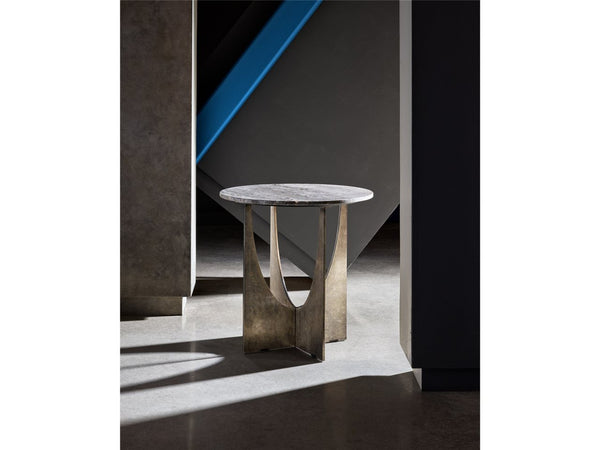 Universal Curated Op Art Aged Pewter/Gray End Table