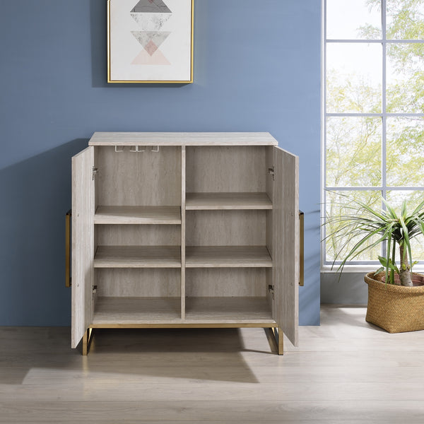 Steve Silver Larkin Faux-Marble Wine Cabinet With Copper Hardware