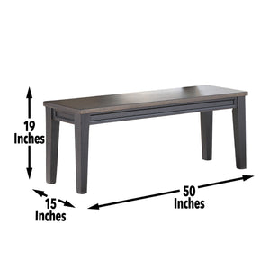 Steve Silver Raven Noir Driftwood Two-Tone Bench In Ebony