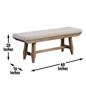 Steve Silver Riverdale Driftwood Upholstered Bench