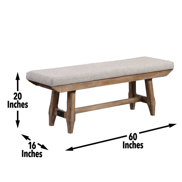 Steve Silver Riverdale Driftwood Upholstered Bench