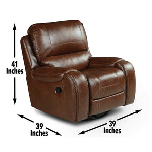 Steve Silver Keily Brown Manual Motion Swivel Recliner With Antiqued Brass Nailhead Trim
