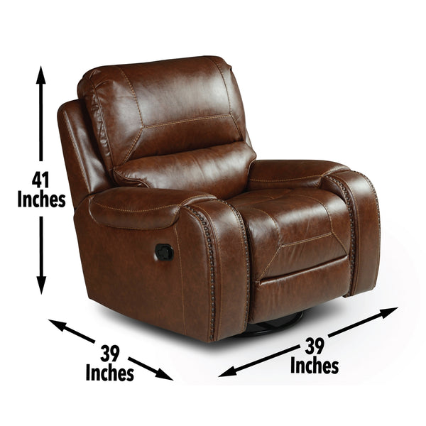 Steve Silver Keily Brown Manual Motion Swivel Recliner With Antiqued Brass Nailhead Trim