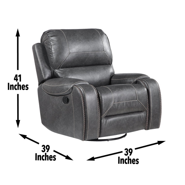 Steve Silver Keily Reclining Sofa Loveseat & Chair Set In Grey With Pewter Nailhead Trim