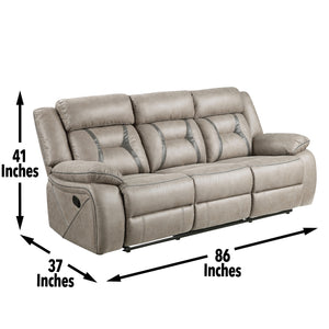 Steve Silver Tyson Gray Manual Recliner Sofa With Drop Down Table And Power Strip