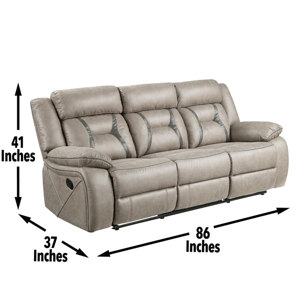 Steve Silver Tyson Gray Manual Recliner Sofa With Drop Down Table And Power Strip