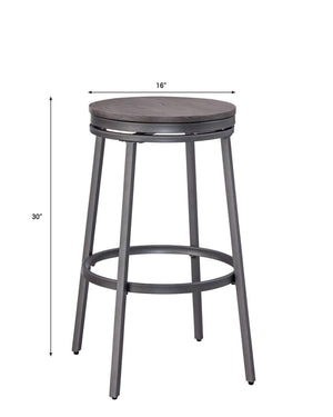 American Woodcrafters Stockton 30-Inch Backless Stool Metal Frame Slate Grey/Grey Oak