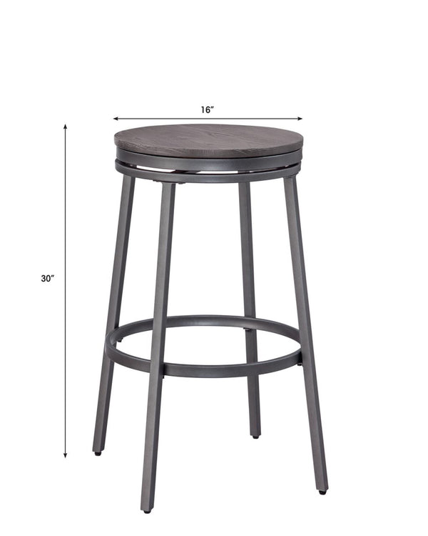 American Woodcrafters Stockton 30-Inch Backless Stool Metal Frame Slate Grey/Grey Oak