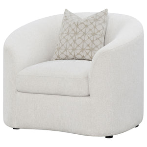 Coaster Rainn Boucle Upholstered Sloped Arm Barrel Chair Latte