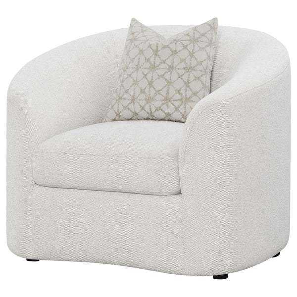 Coaster Rainn Boucle Upholstered Sloped Arm Barrel Chair Latte