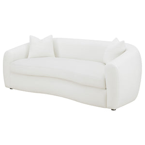 Coaster Isabella Faux Sheepskin Upholstered Sofa Natural