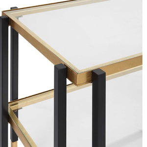 Uttermost Kentmore Two-Toned Matte Black/Brushed Gold Glass Side Table