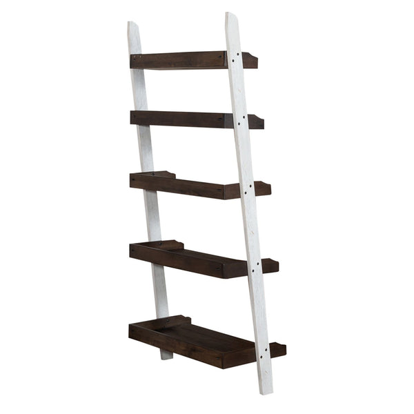 Liberty Furniture Farmhouse Two-Tone White Leaning Bookcase