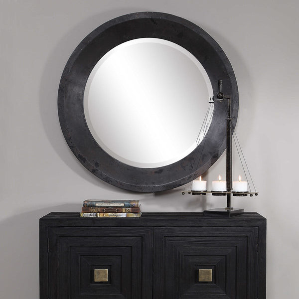 Uttermost Frazier Oxidized Metal Round Industrial Mirror