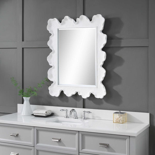 Uttermost Sea Coral White Coastal Mirror