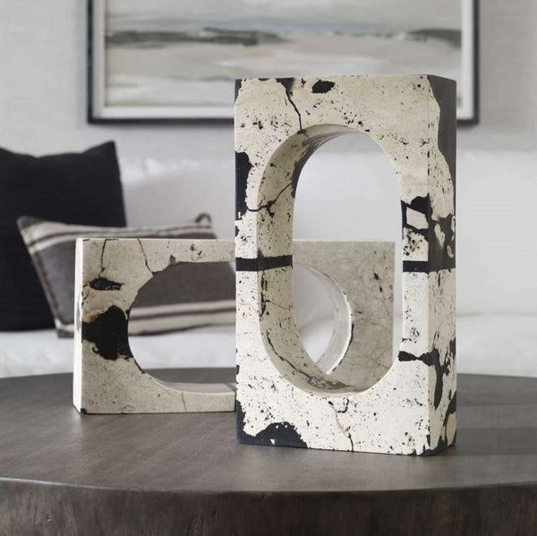 Uttermost Nouveau Black/White Coral Stone Sculpture