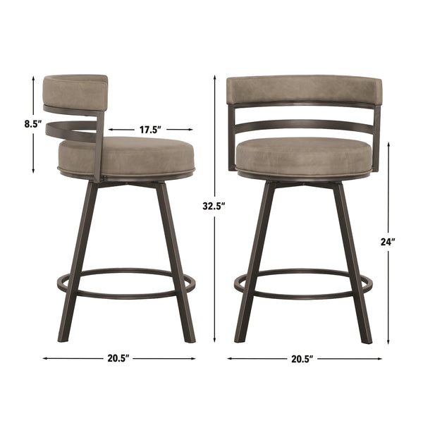 Steve Silver Gene 24-Inch Counter-Height Stool In Pebble Finish