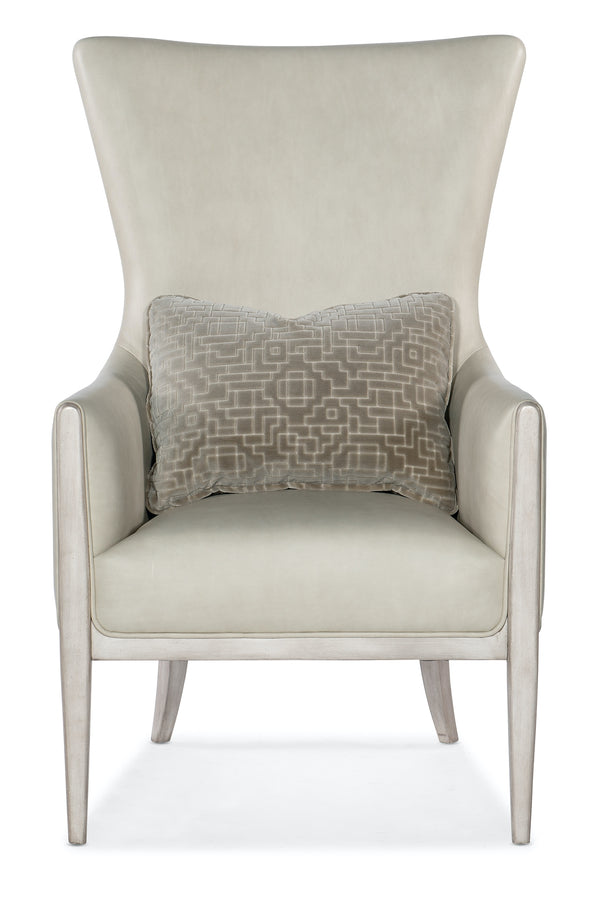 Hooker Furniture Kyndall Guiltless Taupe Club Leather Chair with Accent Pillow