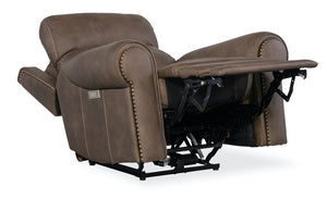 Hooker Furniture Duncan Kalahari Bark Power Leather Recliner with Power Headrest & Lumbar