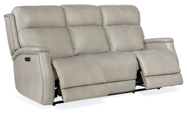 Hooker Furniture Rhea Sahara Ash Leather Zero Gravity Power Reclining Sofa with Power Headrest
