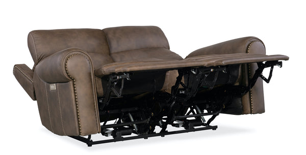 Hooker Furniture Duncan Power Leather Loveseat with Power Headrest & Lumbar