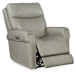 Hooker Furniture Carroll Milton Fog Power Leather Recliner with Power Headrest & Lumbar